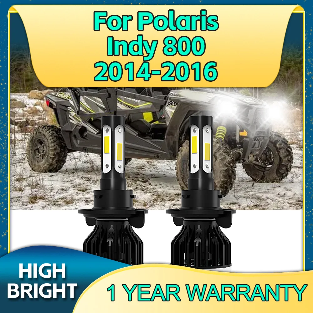 2Pcs LED Headlight Bulbs 180W Canbus Car Lights H13 HiLo 4Side Chip 6000K For Polaris Indy 800 2014 2015 2016