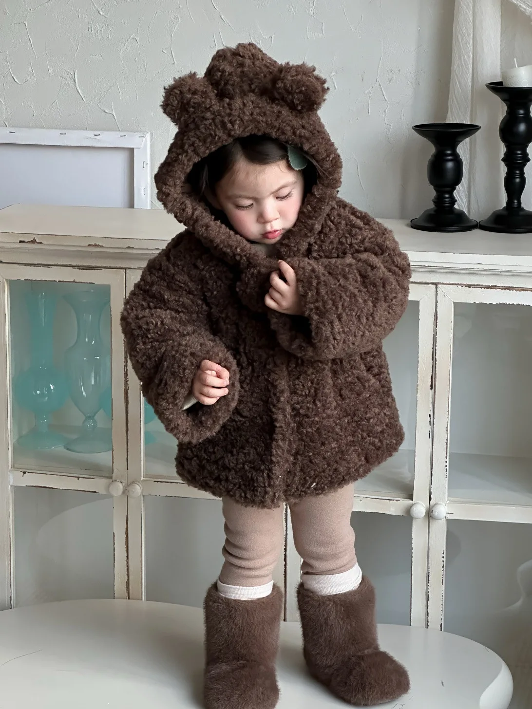 2025 Winter New Baby Warm Plush Coat Plus Velvet Thick Infant Girl Long Sleeve Hooded Coat Toddler Casual Cardigan Jacket
