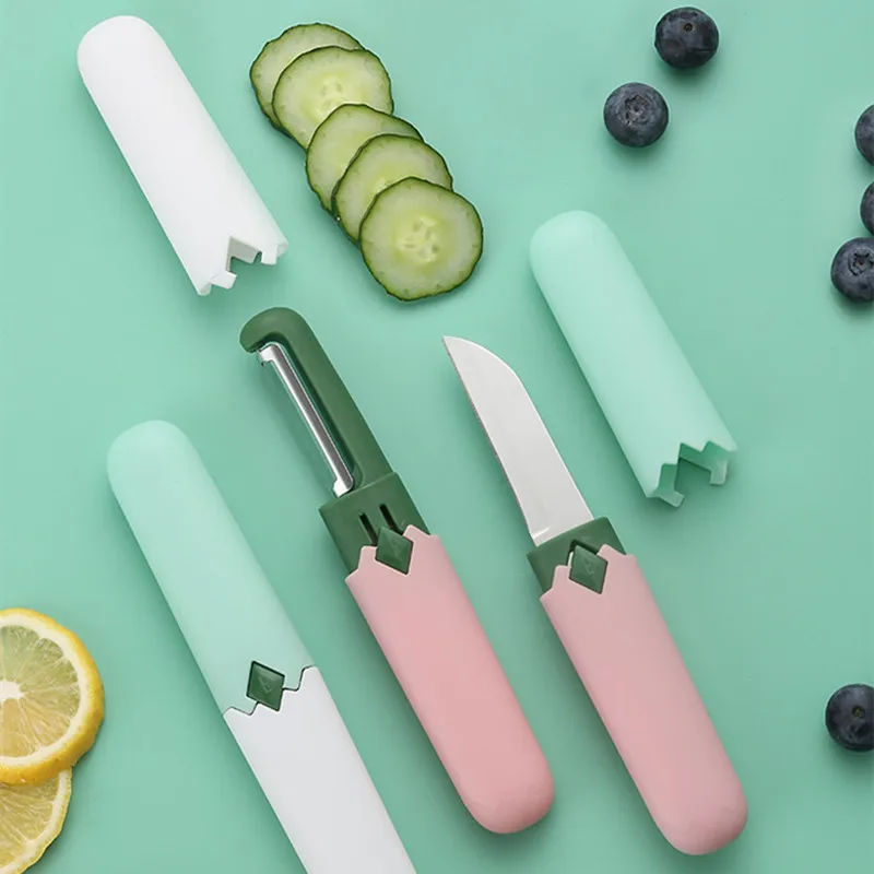 Creative Paring Knife Multi-functional Fruit Knife Household Scraper Two-in-one Kitchen Fruit Planing Stainless Steel Peeler