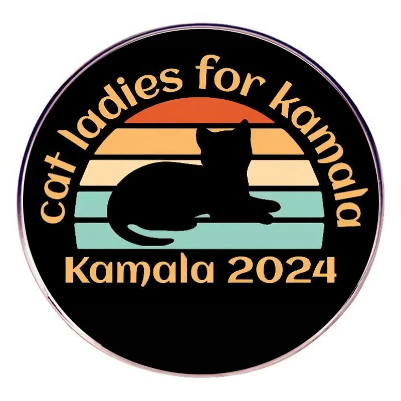 Kamala Harris 2024 Enamel Pins Cat Ladies American President Election Lapel Badge Brooch Decoration Jewelry