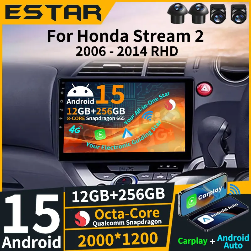 

Автомобильный радиоприемник Android 15 для Honda Stream 2 2006-2014 RHD GPS Мультимедийный плеер Navi Головное устройство Стерео Беспроводной Carplay Авто Видео