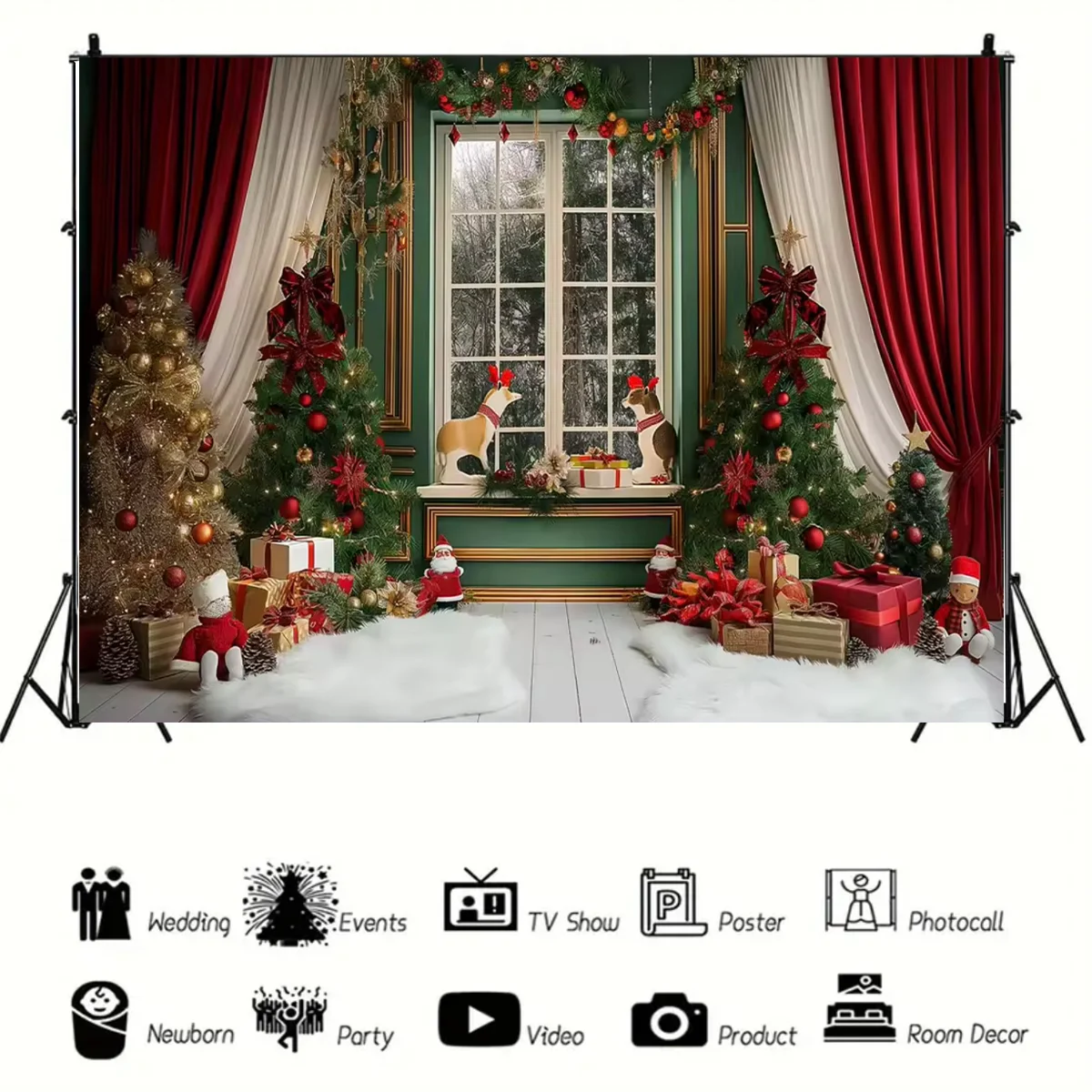 Santa Claus Street House Front Background Children Baby Photography Props Children Adult Party Christmas Photography Background