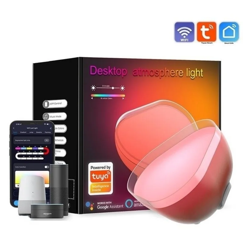 Tuya Wifi/Bluetooth Smart Desktop Lamp Bedside Atmosphere Night Light Voice Control Music Rhythm Light Work With Alexa Google