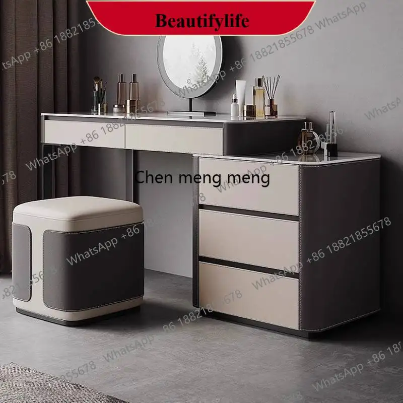 

F185 Итальянский минималистичный комод из цельного дерева для маленькой квартиры, столик для макияжа из каменной плиты, комод, встроенный шкаф для макияжа в спальне, туалетный столик