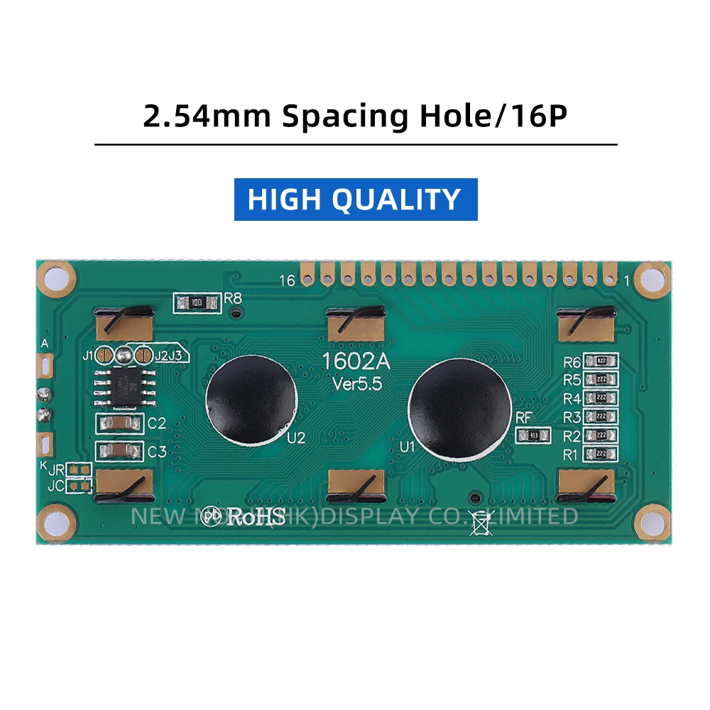 European Green Light Black Letters 1602A 3.3V LCD Display Screen 02*16 80*36*11MM Controller ST7066U Support Scheme Development