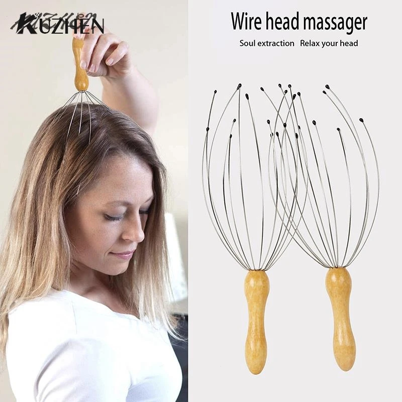 

Wooden Handle Octopus Head Massager Scratch Scalp Relaxation Relief Body Massager Scratcher Relieves Tension Health Care Tools