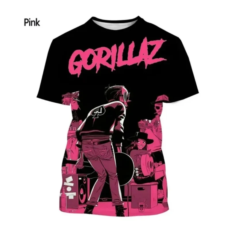 Hot Virtual Rock Band Gorillaz 3D Printing O-neck T-shirt Summer Fashion Men Women Short Sleeve Casual Unisex clothing