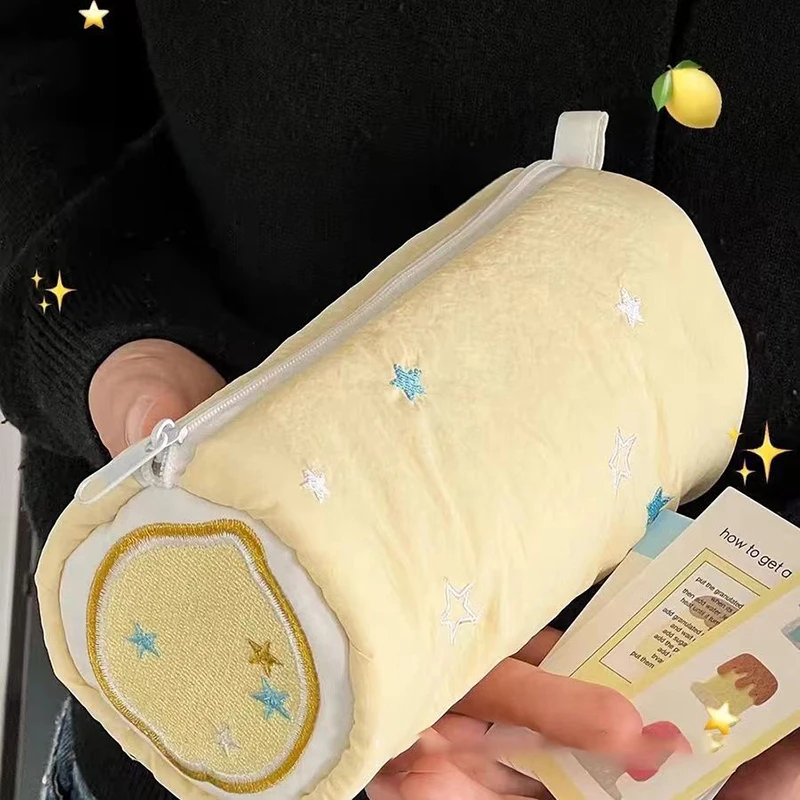 Estuche de lápices de pastel de manzana verde Kawaii, bolsa de almacenamiento, bolsa de cosméticos, papelería para estudiantes, suministros escolares, regreso a la escuela