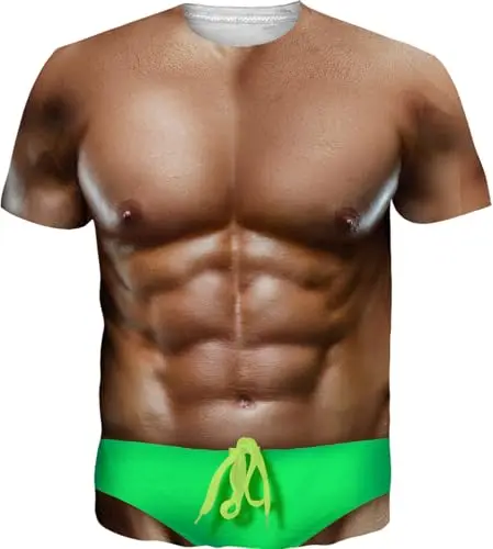 New Funny Bikini T Shirt Fake Abs Muscle 3D Print Men Women Short Sleeve T-shirts Oversized Harajuku Y2K Tees Tops Kids Clothing view 3