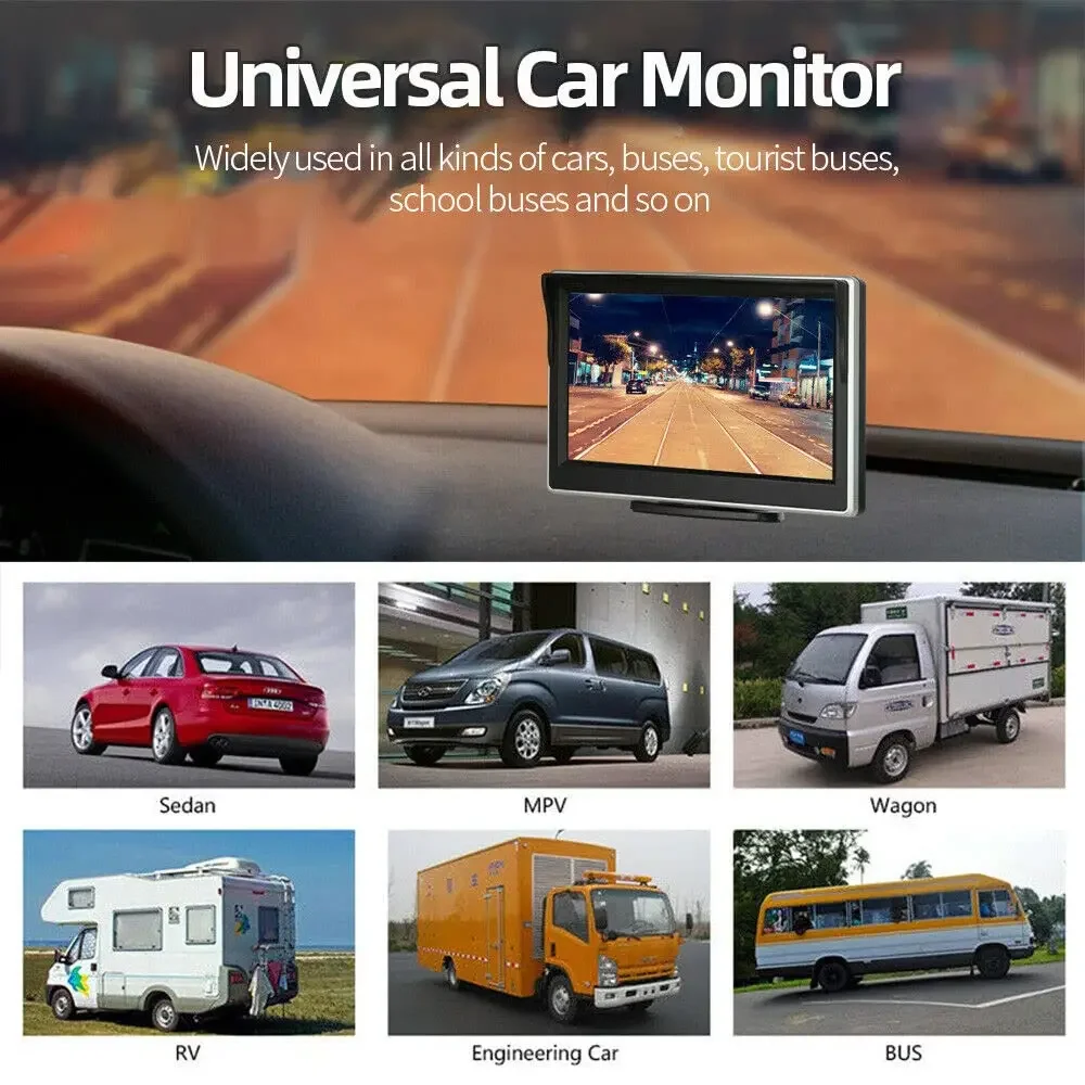 Bileeko Truck Van RV Car Backup Reverse Camera Rear View Parking System w/ 5" HD Monitor