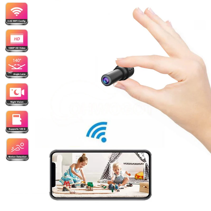 

Мини-камера 1080P с Wi-Fi для умного дома, ночное видение, беспроводная камера видеонаблюдения, микро-камера с датчиком движения, запись Espia