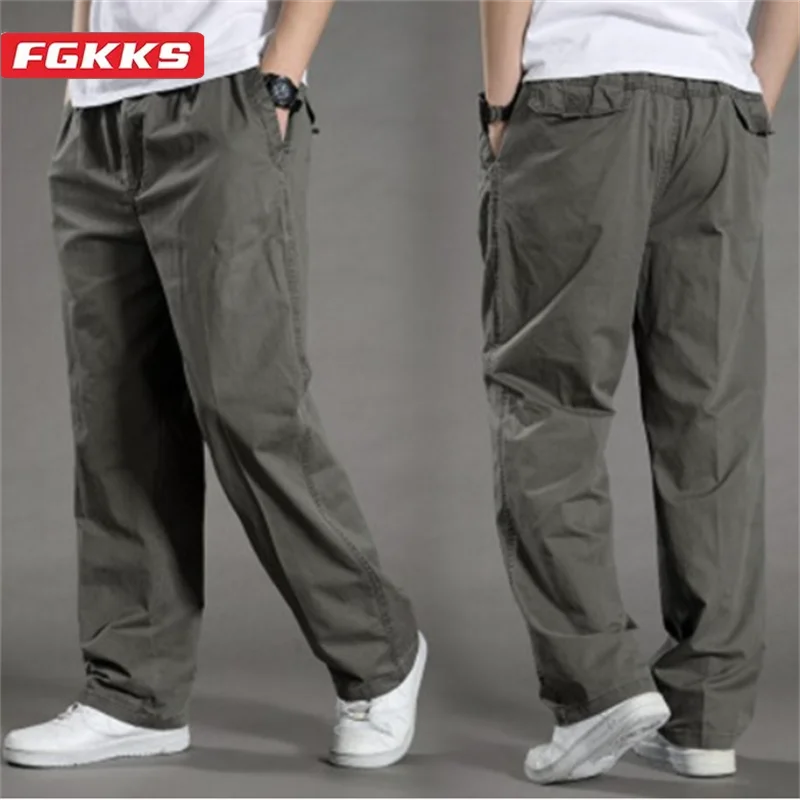 

FGKKS 2024 Outdoor Casual Pants For Men Solid Color Large Pocket Slim Pants High Quality Design Hot Casual Pants For Men