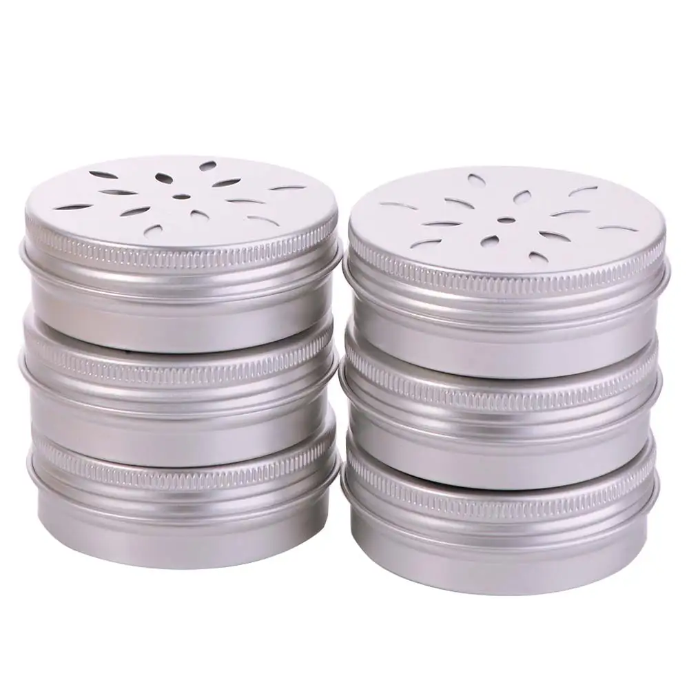 10Pcs 60ML Aluminum Tin Can Round Empty Scent Training Case with Hollow Hole Lid Refillable Dog Scent Training Box