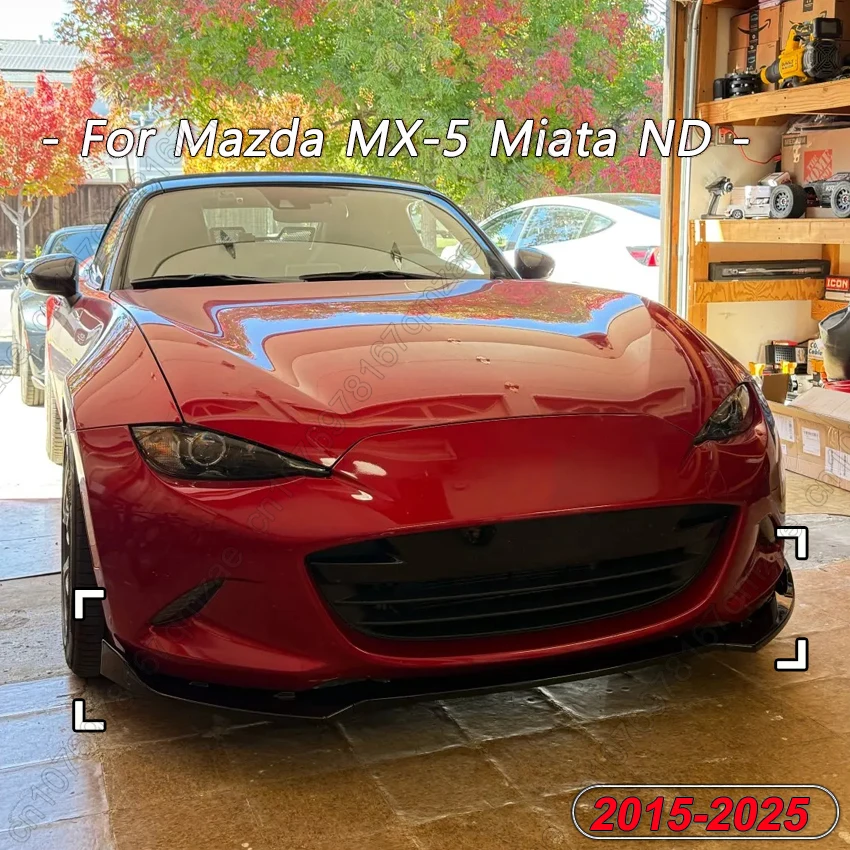 

Car Front Bumper Lip Spoiler For Mazda MX-5 MX5 Miata ND 2-Door 2015-2025 Bumper Splitter Exterior Accessories Protector Kits
