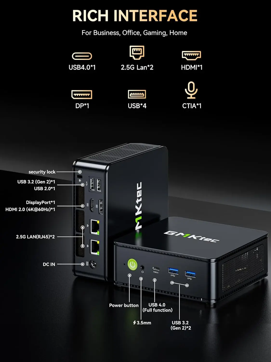 AittactXGMKtec M6 Ultra AMD Ryzen 5 7640HS Mini PC DDR5 M.2 SSD Windows 11 Pro WiFi 6E BT5.2 2.5G LAN Desktop Gaming Office PC