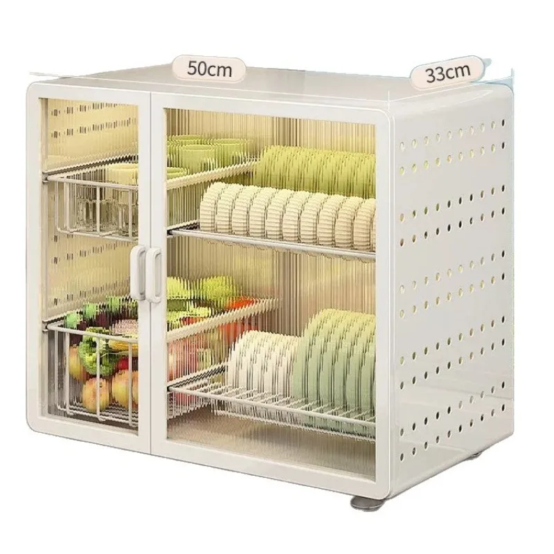 Dishes storage Kitchen rack, countertop dust-proof multi-functional tableware Double-layer drain cupboard
