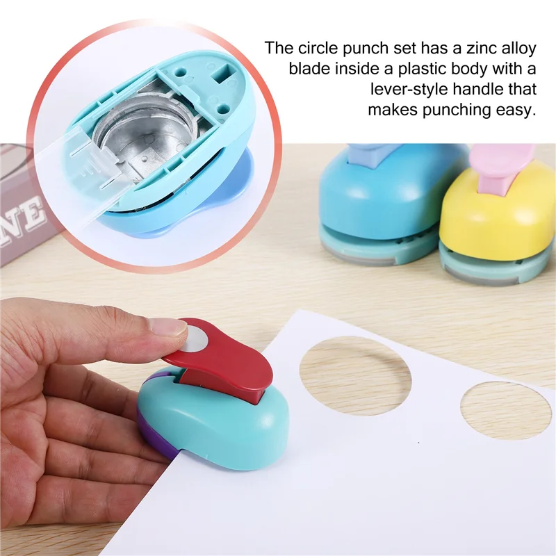 MAKE-Circle Paper Punch, 5 PCS Circle Punches สําหรับงานฝีมือกระดาษ, 5 ขนาด Circle Hole Punch, สีสุ่ม