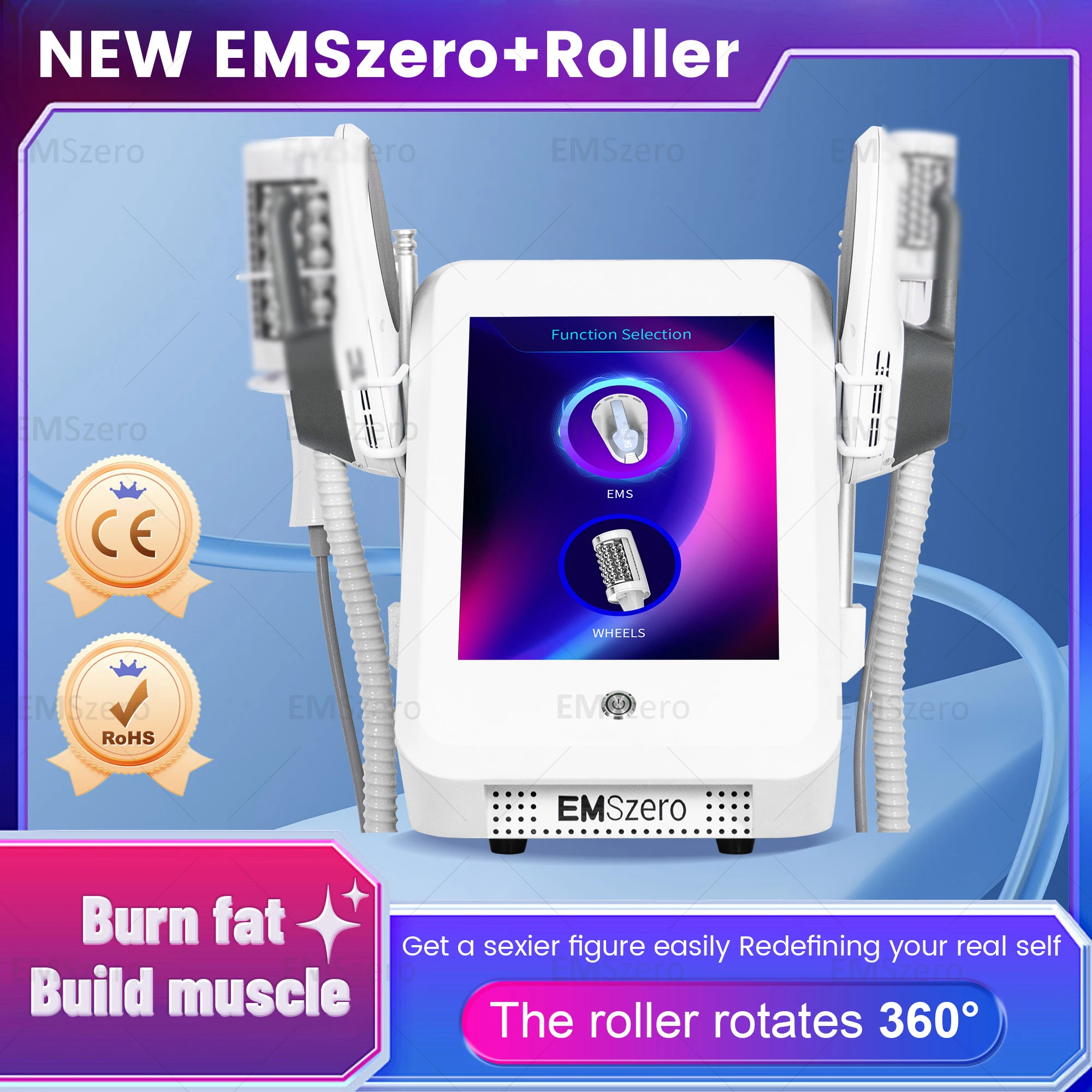 

EMSzero 2 in1 Build Muscle EMS Machine Body Shape Sculpting Roller Rotates 360 Degree Body Slimming Machine With RF