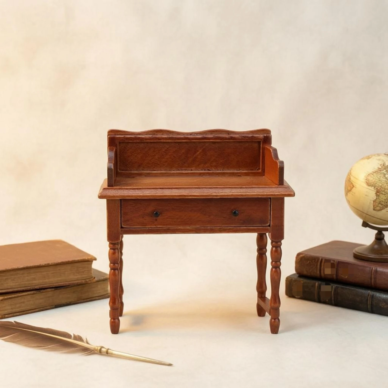 Cherry-brown 1 12 Scale Desk Russet Finish Miniature Office Desk Dollhouse Furniture for Study Decoration