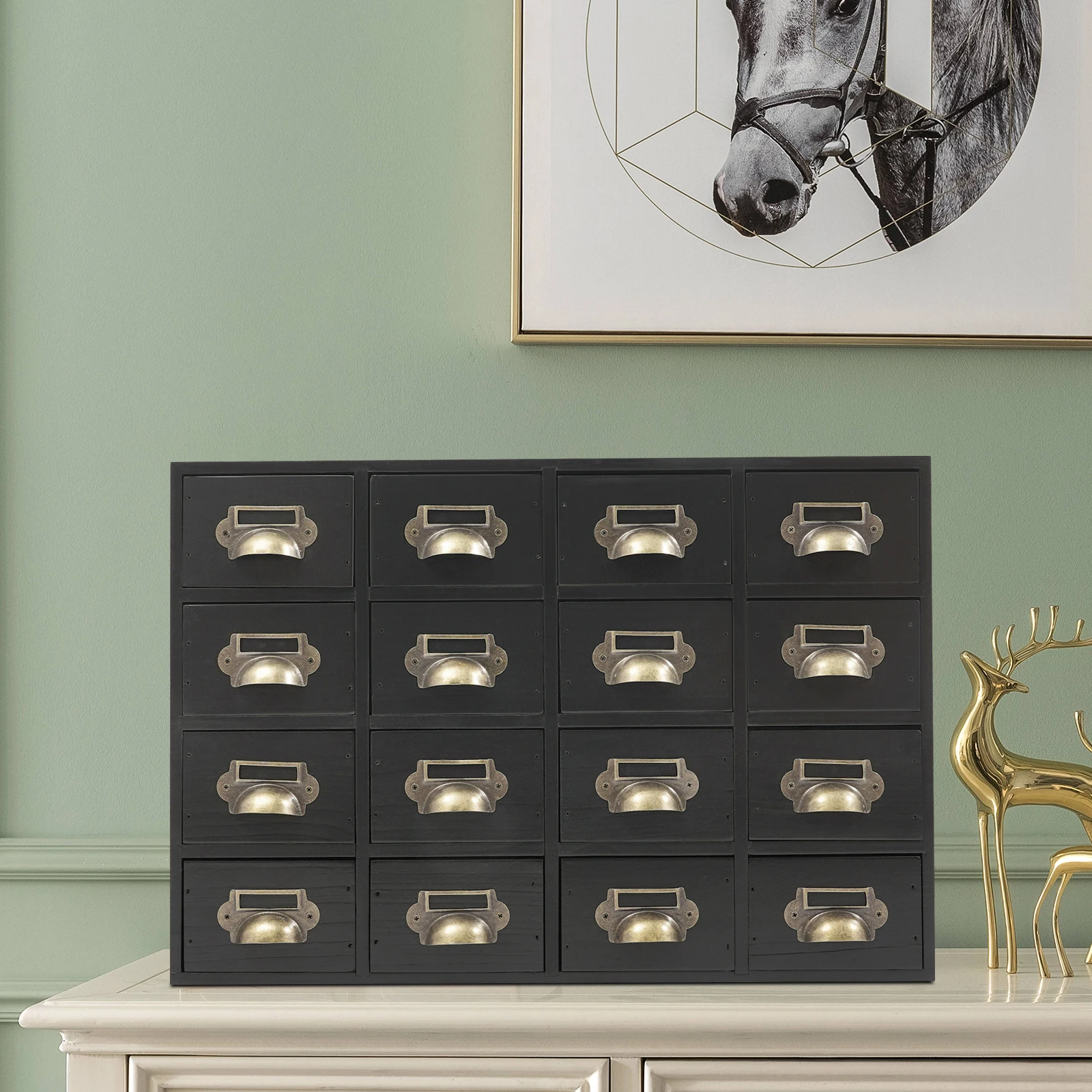 

16 Drawers Storage Cabinet,, Apothecary Chests and Cabinets, Herb Storage Box, Wooden Desk Drawer Organizer