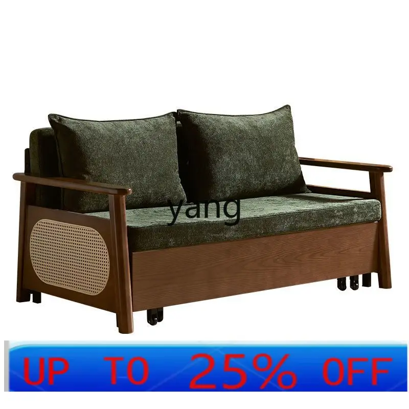 

LH solid wood sofa bed multi-function adjustable dual-purpose double foldable retractable sofa