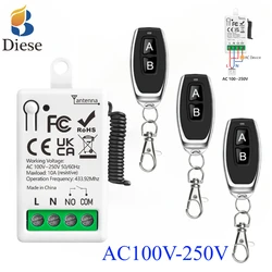 RF433Mhz Remote Control Wireless light switch 110V 220V 1CH mini relay receiver module AB transmitter for Garage door Fan light