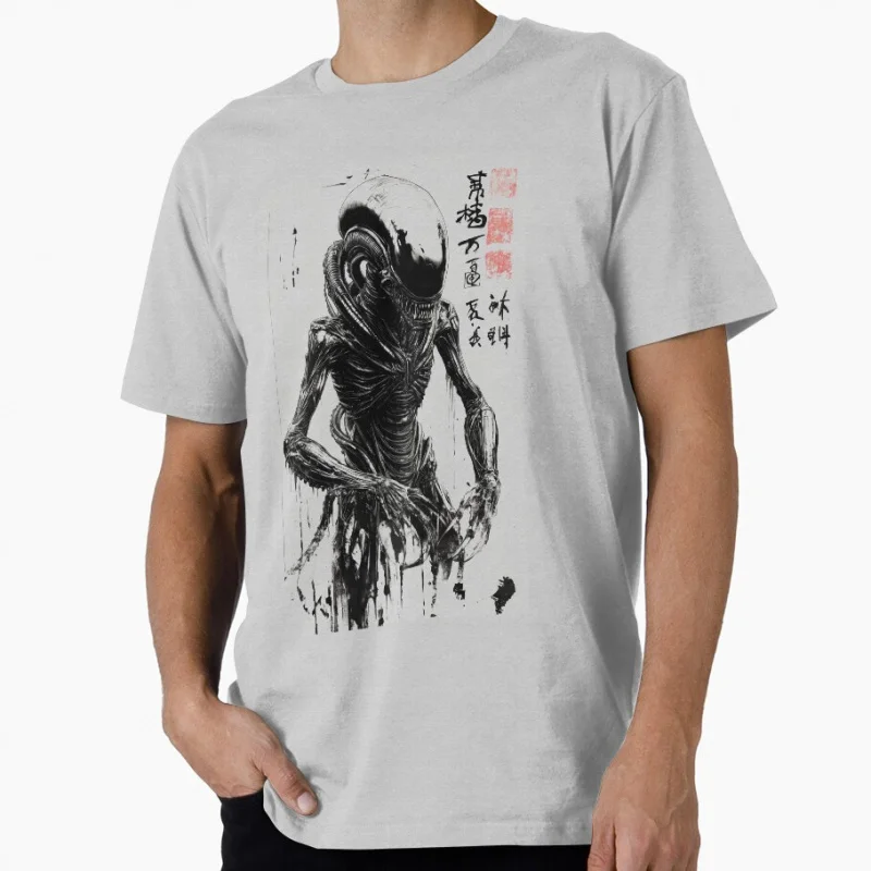 

Xenomorph Poster 1215 Space Monster 80s horror Sci fi Alien Gift t shirt for men 100% cotton print Tee All size tops S-6XL