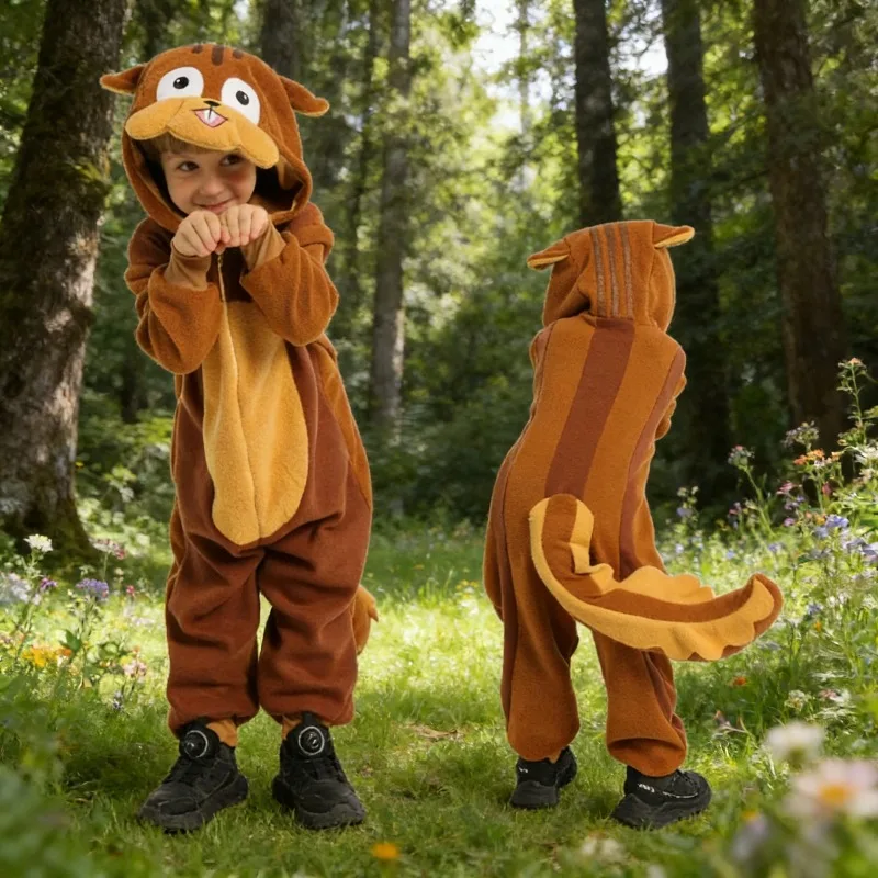 

Cute Squirrel Cosplay Costume Pajamas Animals Jumpsuit Stage Performance for Boys Girls Halloween Carnival Party Outfit Gift