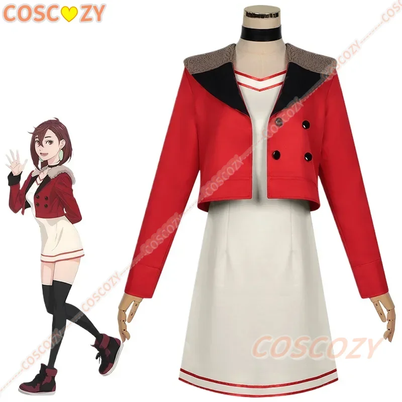 Cosplay Anime Dandadan Momo Ayase Costumes Red Jacket Dress Earrings Wig Set 2025 Anime Halloween Party Carnival School Uniform