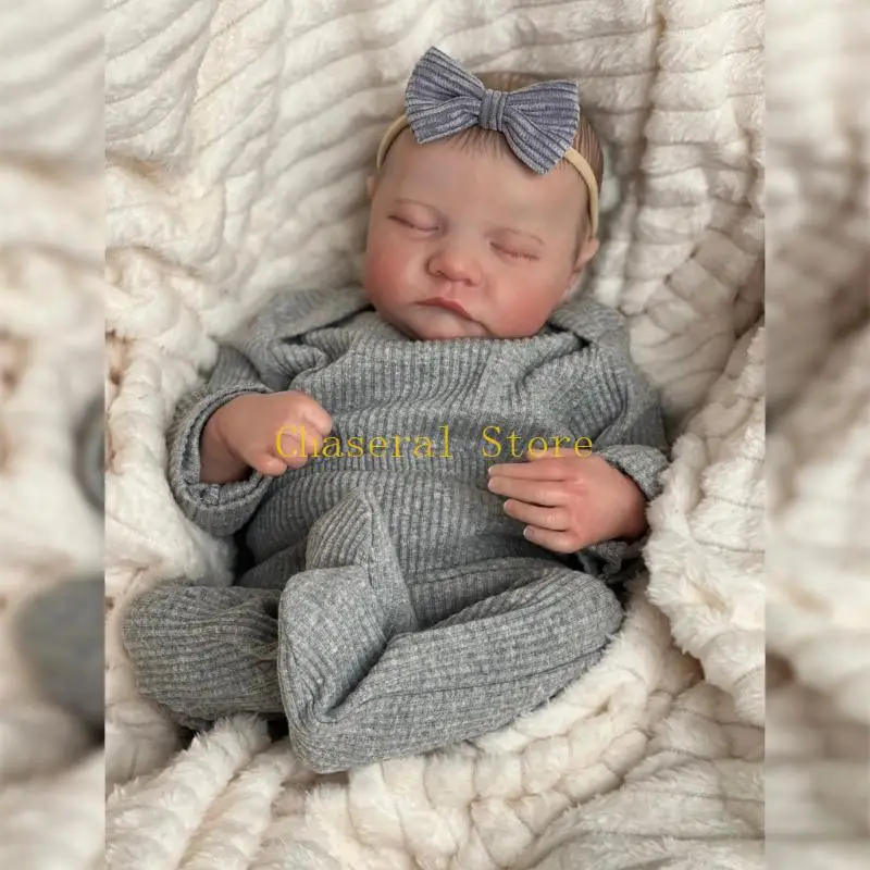 E7CE 19 นิ้ว Reborns ทารกแรกเกิด Sleeping ตุ๊กตา น่ารักสมจริง ตุ๊กตา พร้อมเสื้อผ้า