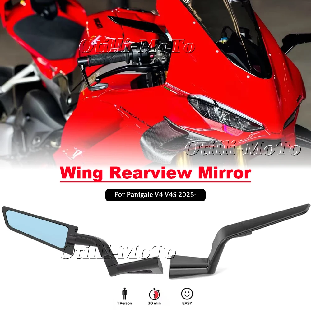 

New Motorcycle Side View Mirror Rearview Mirrors Kits Rotate Adjustable For Ducati Panigale V4 v4 V4S 2025 - wing mirror
