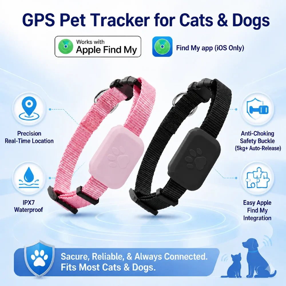 Pet Gps Tracker Collar - เครื่องติดตามสัตว์เลี้ยง GPS แบบไร้สาย กันน้ำ ติดตามการเคลื่อนไหวแบบเรียลไทม์ ปลอกคอแจ้งเตือนป้องกันการหายสำหรับสุนัขและแมว