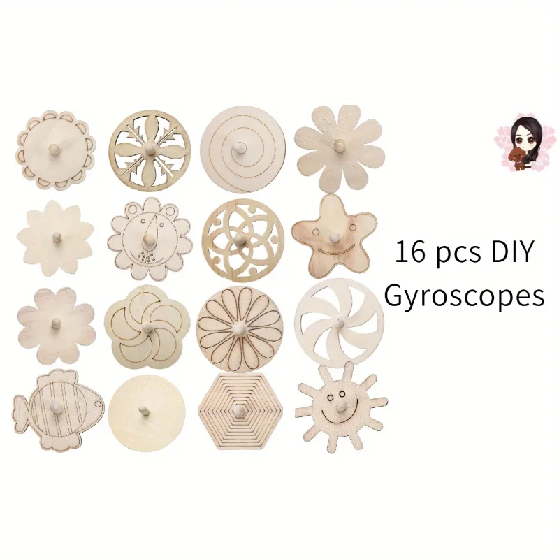 16pcs Wooden Spinning Top Craf - đánh giá và giá Art Craft Ideas For Kids