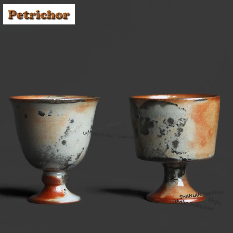 

Чайная чашка Zhiye из древесного керамогранита на высокой ножке, 100 мл, для эстетичного чаепития, дегустации чая, персональная чашка, мастер-чашка Jianzhan, посуда для напитков