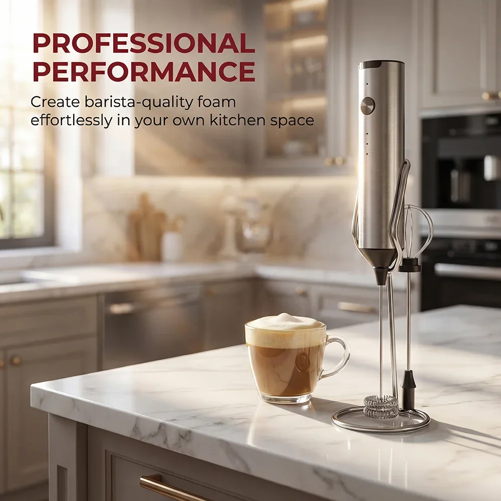 

Электрический вспениватель молока, 3 скорости, 2 насадки-венчики, перезаряжаемый через Type-C, из нержавеющей стали, двухслойная насадка для вспенивания для латте/кофе