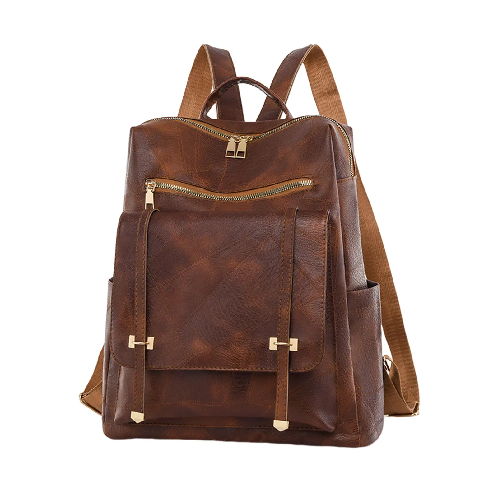 Waterproof Womens Backpack With Stitched Texture PU Fabric For Fashionable Ladies Close Fitting
