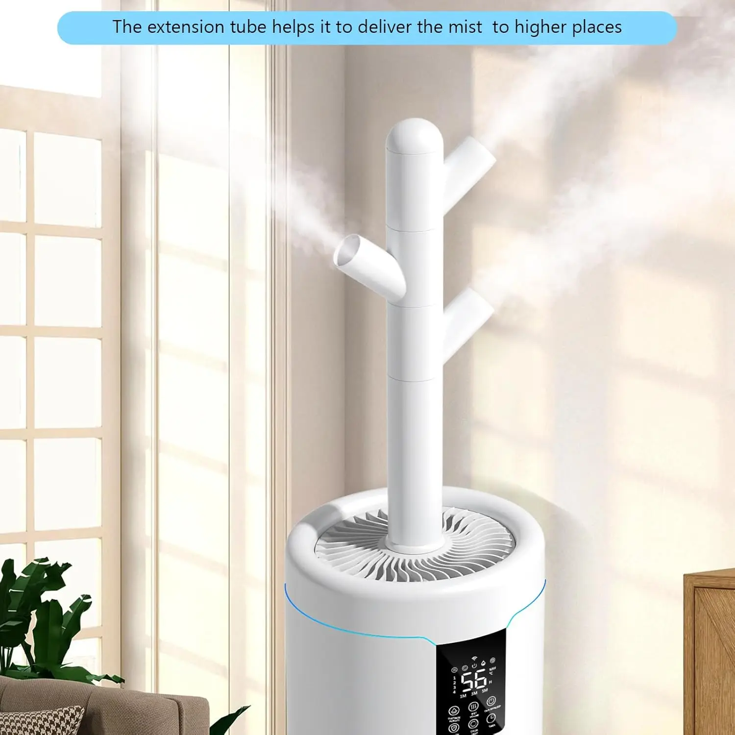 Ultra Large Humidifiers for Bedroom 2000 sq ft, Quiet Humidifiers for Large Room, Tower Humidifier with 4 Mist Mode & Extension