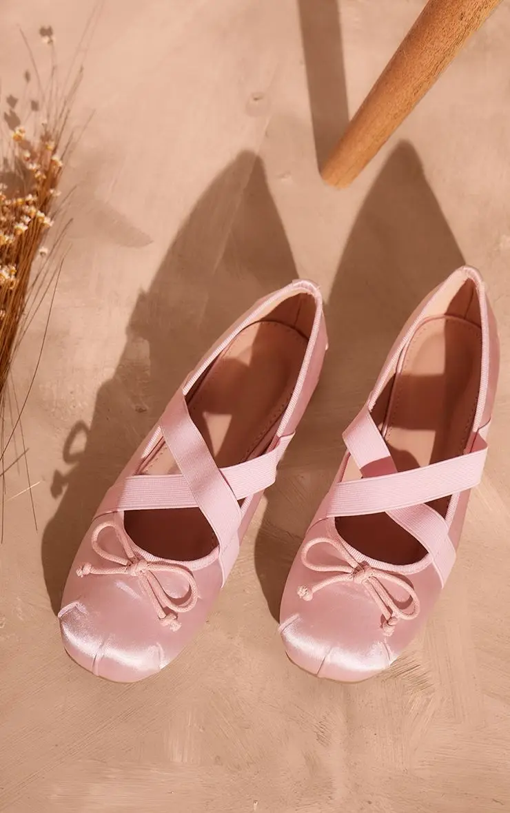 

2026 New Spring/Summer Women's Light Pink Square-Toe Flat Ballet Shoes with Bow Cross Strap Dress Mary Jane Single Shoes