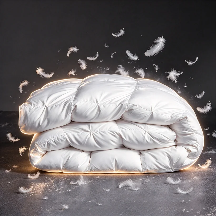 Luxurious 100% White Goose Down Comforter Winter Warm Duvet Insert Baffle Box Design Fluffy Lightweight Quilt with Cotton Shell