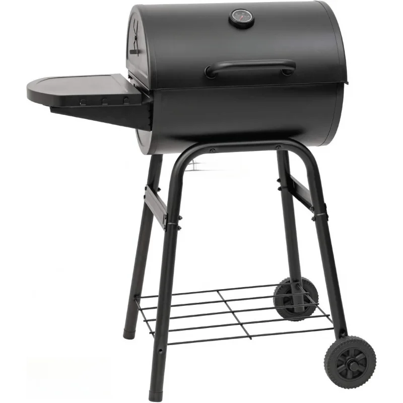 

King-Griller Gambler Charcoal Grill and Smoker with Damper Smoke Control, Cast Iron Grates, and Side Shelf