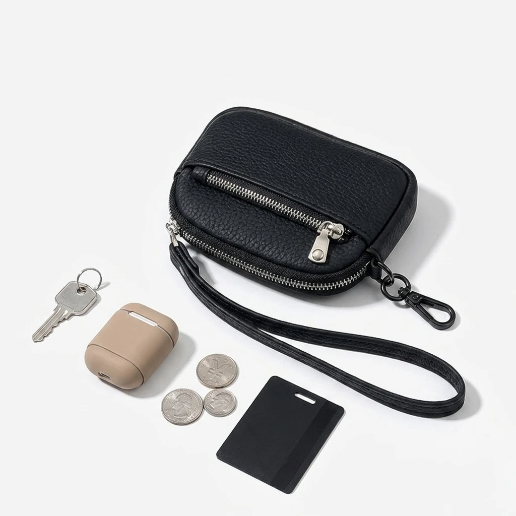 Coin Purse Mini Lipstick Shaped Earphone Case with Keychain Hook for Travel Cute Small Wallet Accessories