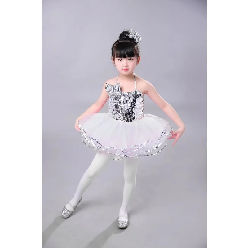 ملابس قاعة الرقص للأطفال فستان باليه توتو مطرز للفتيات بألوان قوس قزح ملابس عصرية للأداء فستان أميرة الباليه