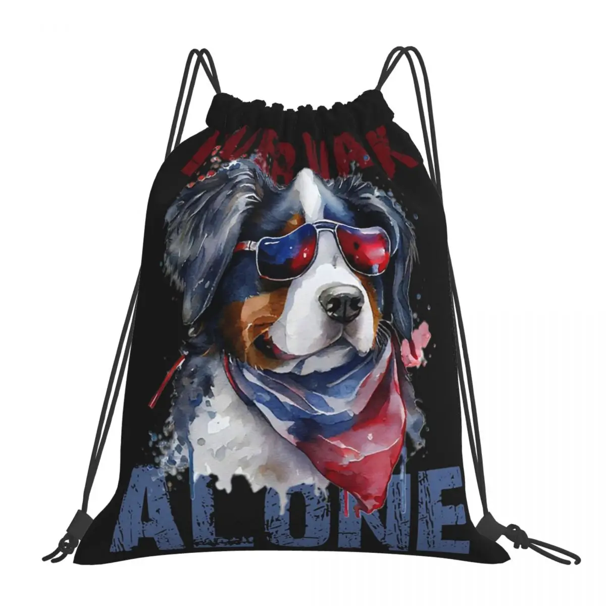 Bernese Mountain Dog Backpacks Casual Portable Drawstring Bundle Pocket Sports Bag Book Bags For Man Woman Students