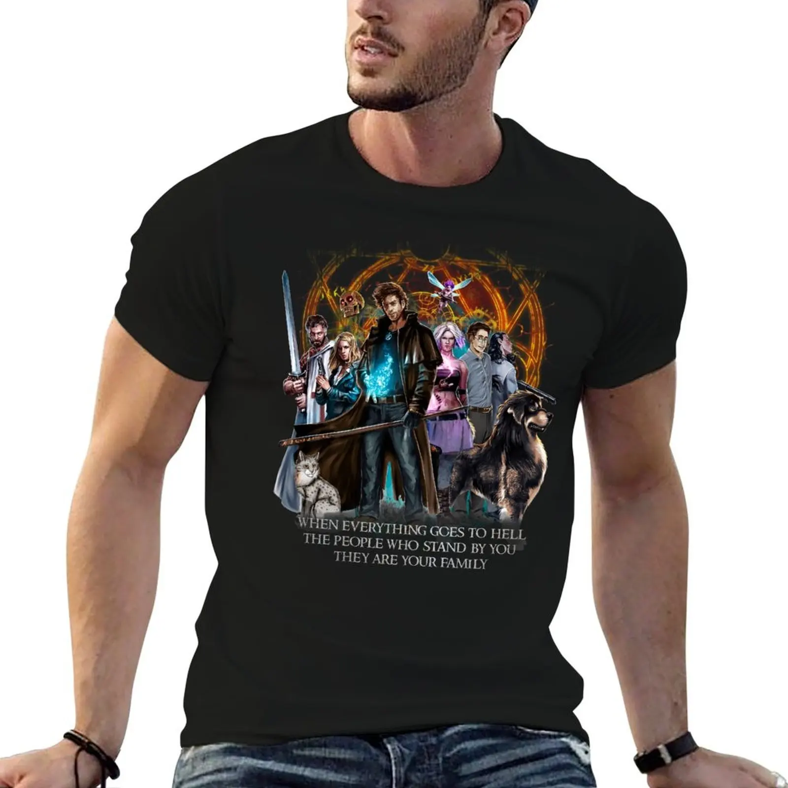 

Harry Saving The World With Friends Dresden Files T-Shirt funny t shirts dark humor man t shirt cotton high quality T-Shirt