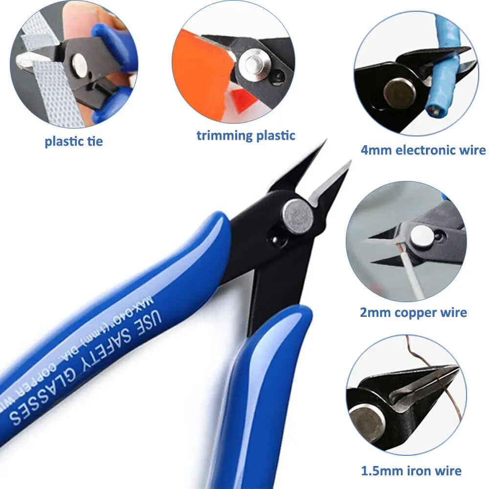 10PCS Pliers Carbon Steel Pliers Electrical Wire Cable Cutters Cutting Side Snips Flush Pliers Nipper Home Hand Tools Blue