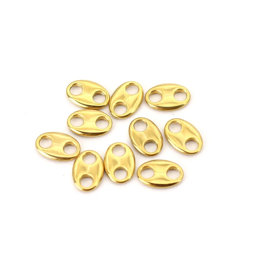 1.5cm Stainless Steel Double Hole Metal Connecting Buckle For Jewelry Making Gold Silver Color Pig Nose Button DIY Bracelet