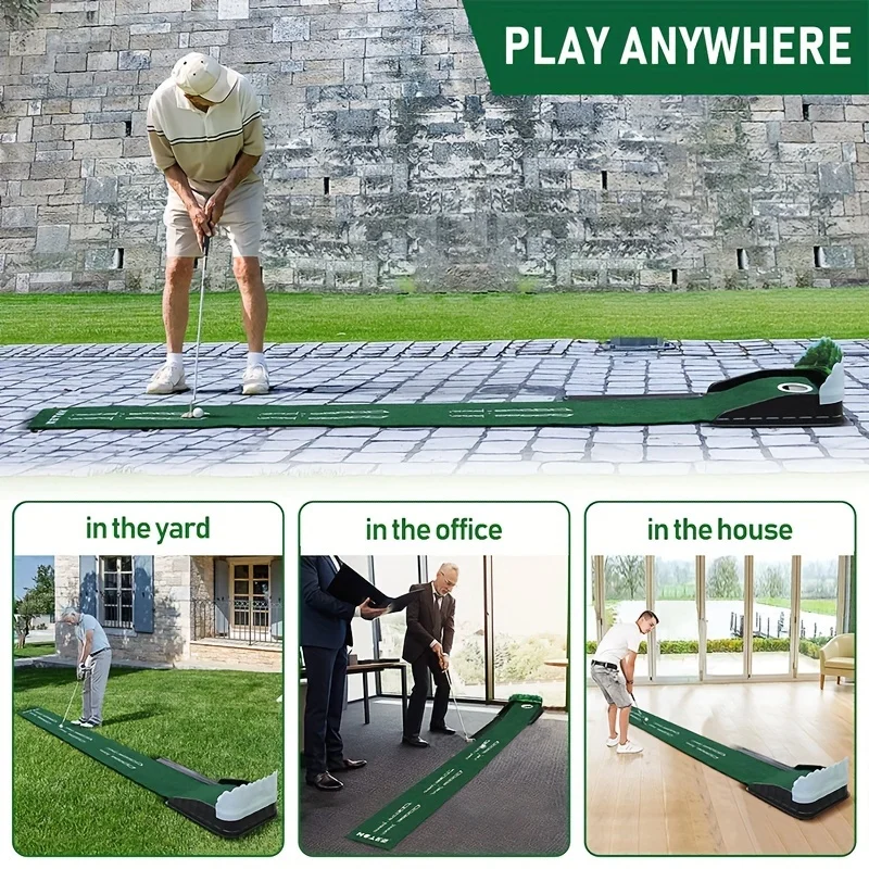 Golf Spelen-Indoor Putting Mat Met Auto-Ball Return & Ball Collector - Putter Uitlijning Gidsen Op 3, 5 & 7 Voet-Buiten