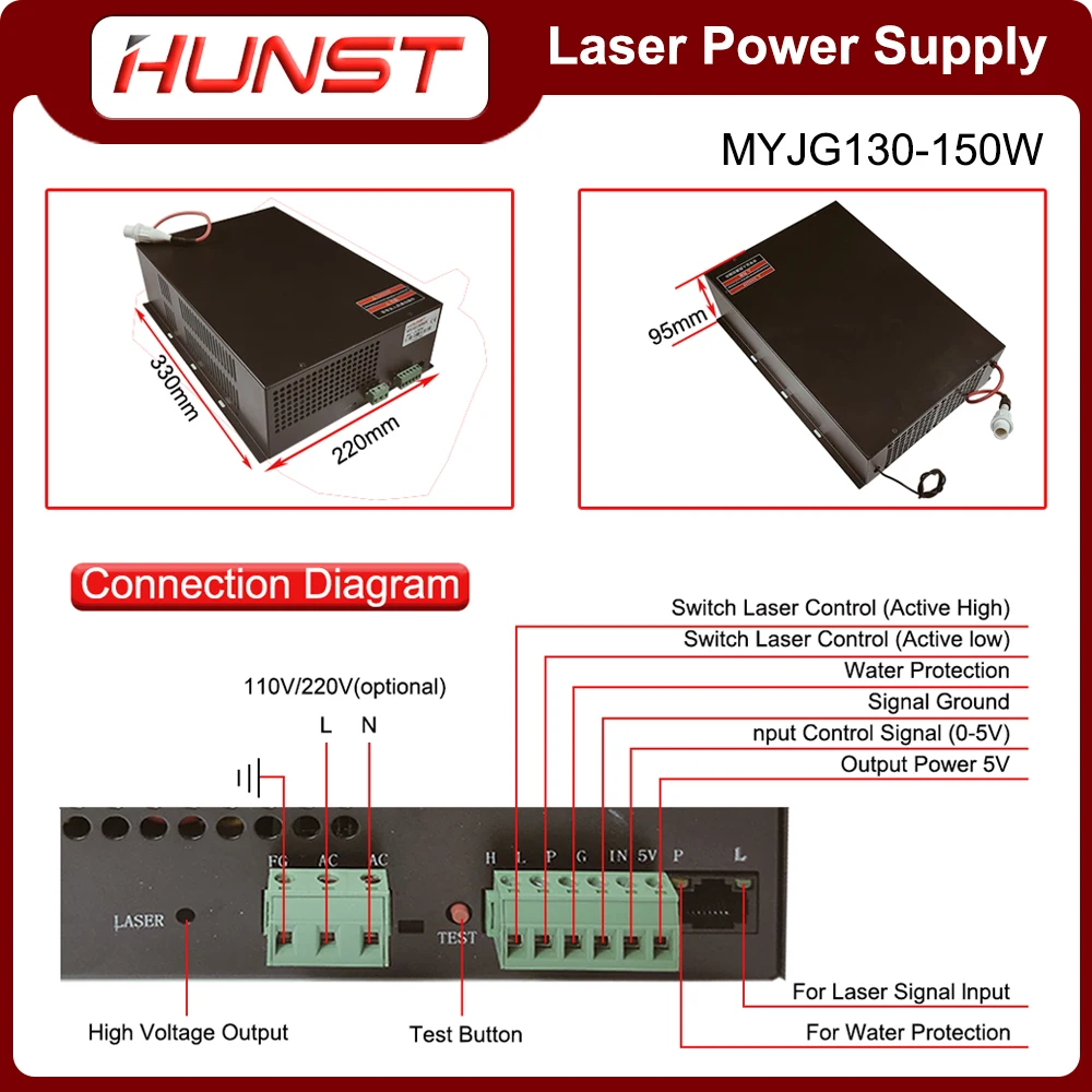 Imagem -06 - Laser Power Supply Adequado para 130w Engrag e Máquina de Corte Tubo de Vidro Myjg150w 130w Hunst-co2