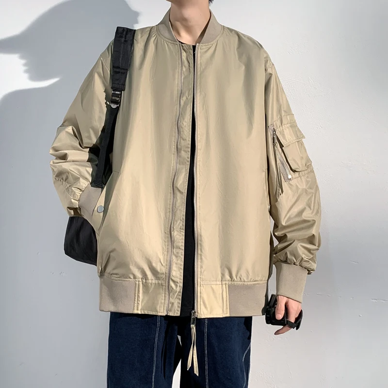 Veste de baseball coupe-vent de style coréen pour hommes avec poche zippée, haut de sport de vélo, manteau de col extérieur, conception à la mode, 2024