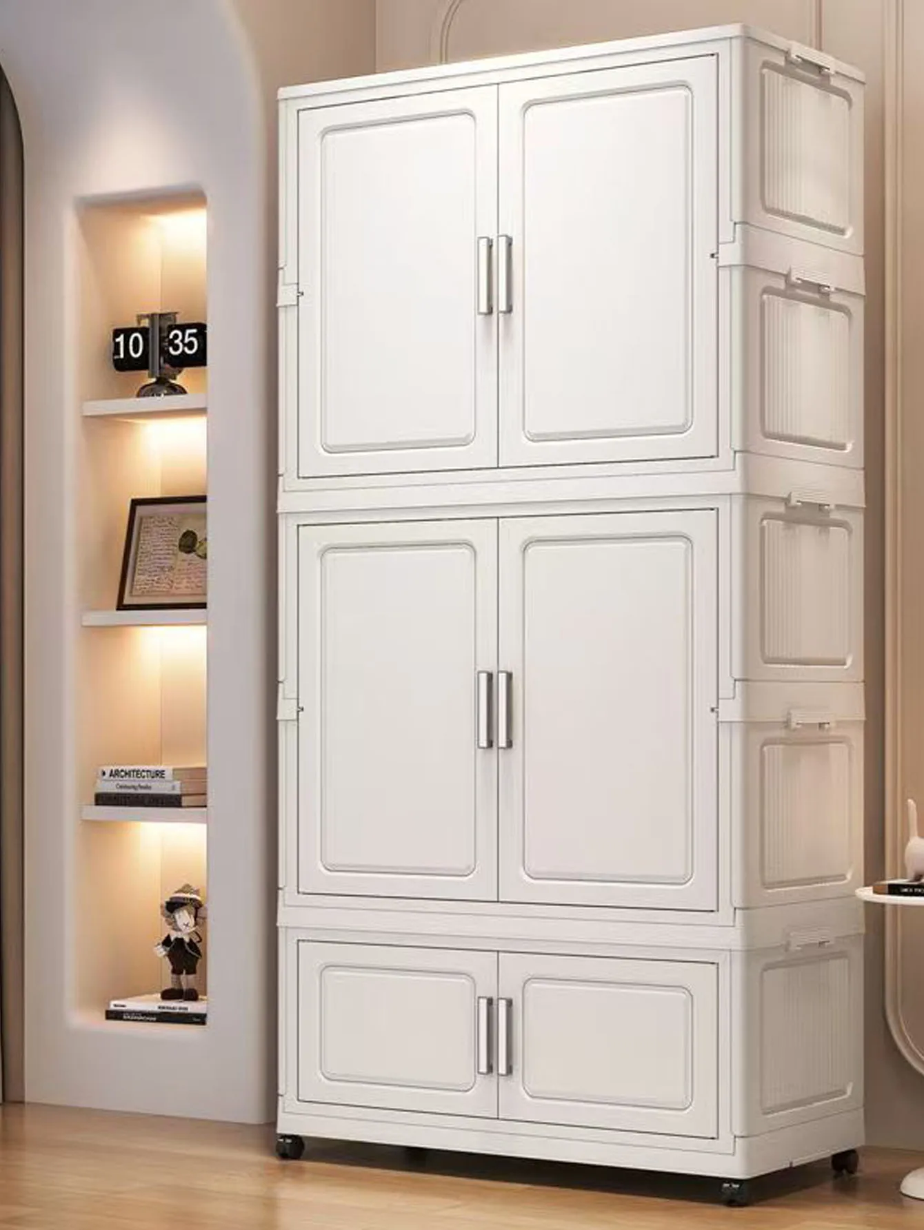 Foldable MultiLayer Baby Wardrobe Storage Cabinet Space Saving Closet Organizer for Home Bedroom Clothing Pants Storage Solution